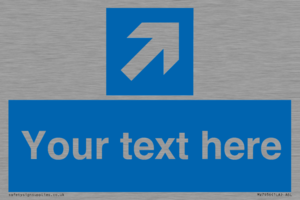 Custom Mandatory directional sign, blue arrow up and right